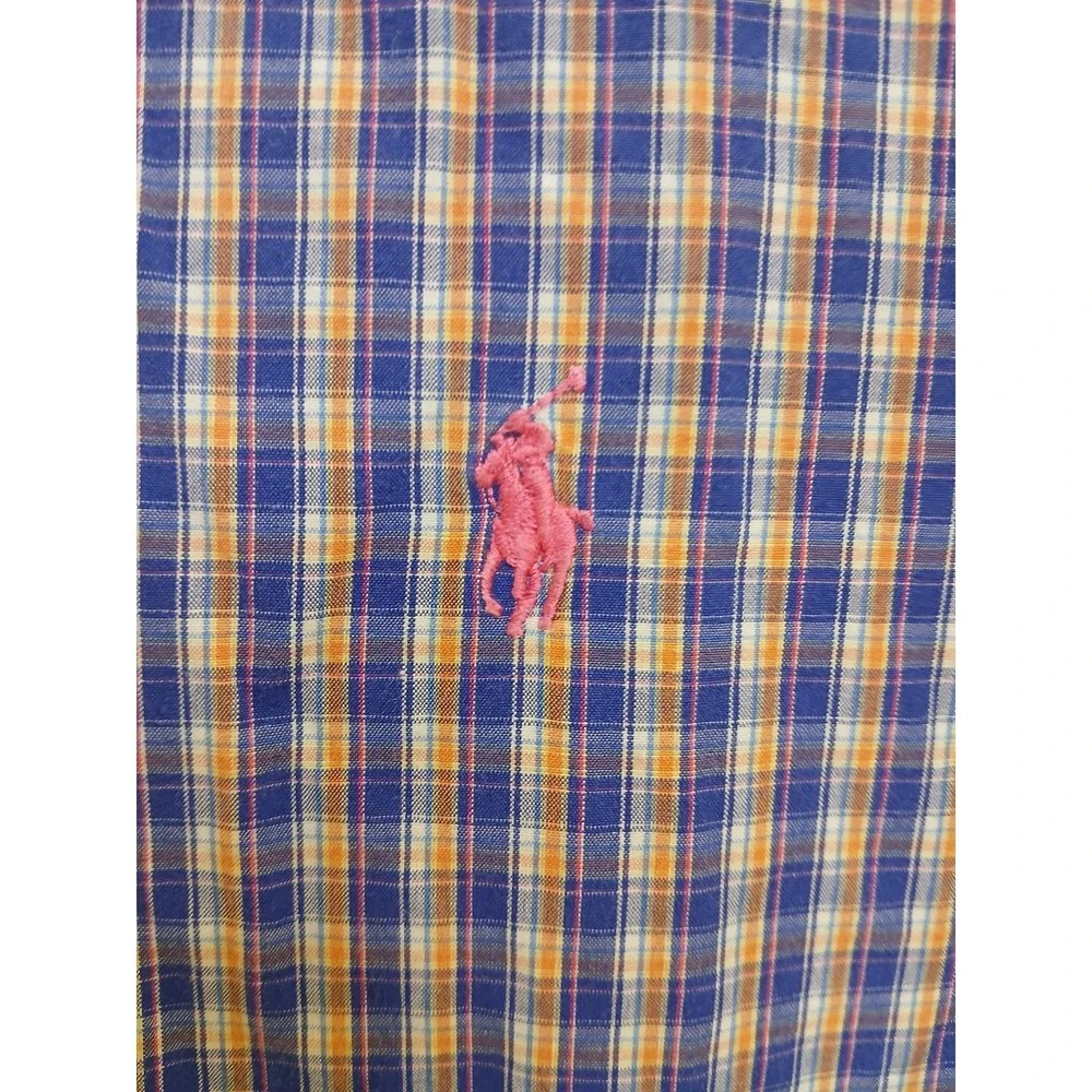 Ralph Lauren Shirt Mens Medium Blue Plaid Classic Fit Button‎ Down Long Sleeve